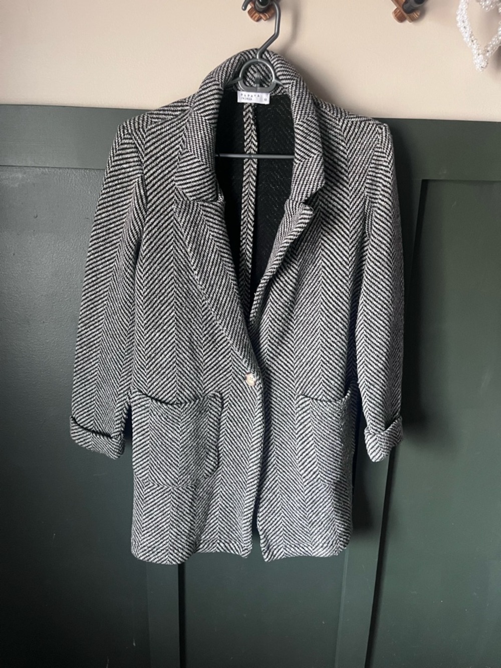 Papaya Black and White Herringbone jacket